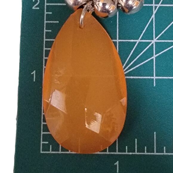 Orange & Gunmetal‎ Gray Statement Necklace Waterdrop Beads Chunky Funky Y2K - Picture 7 of 7